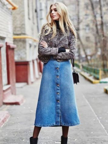 Denim Midi Skirt