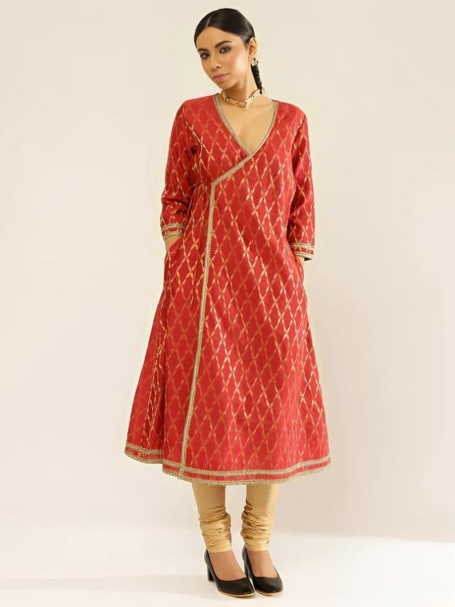 Angrakha Kurtis with Churidar Pants