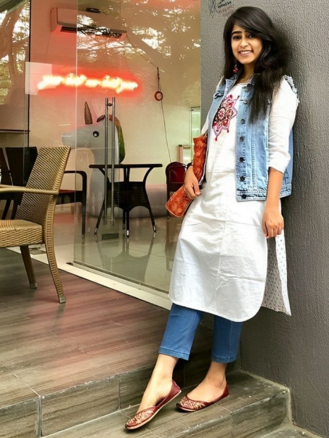 Cotton Kurti with Denim Jacket