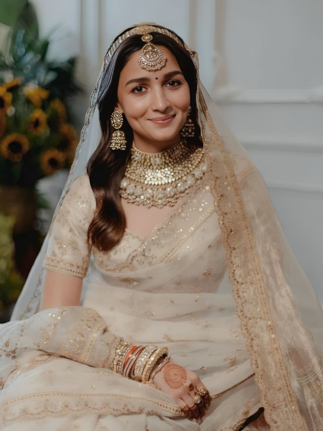 Alia Bhatt's Choice Beige Color Saree for Wedding