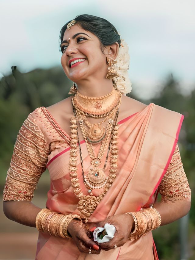 Peach Saree Colors for bride