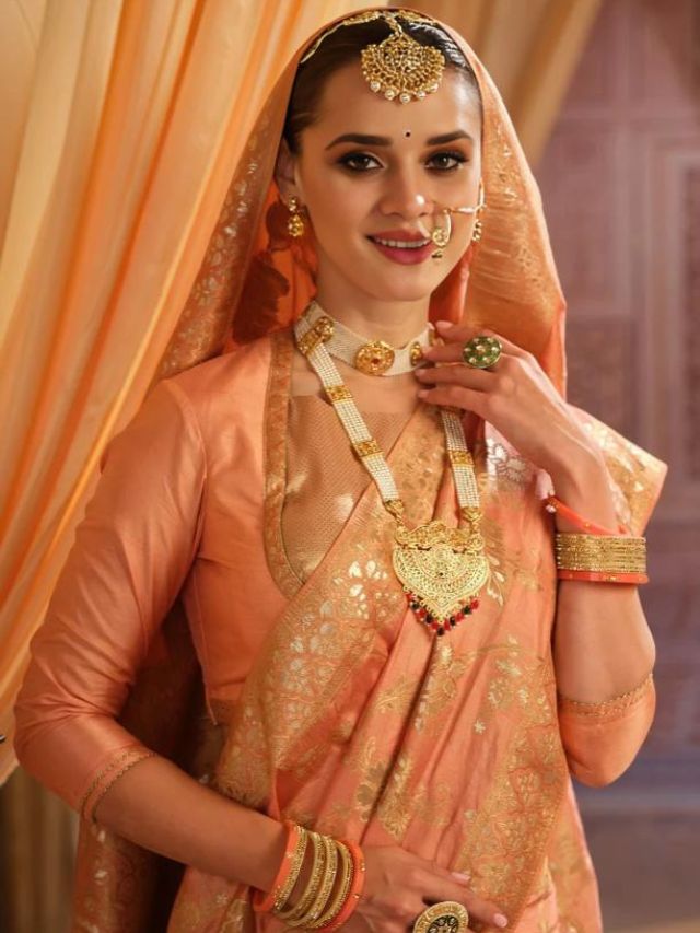 Peach Sarees for brides