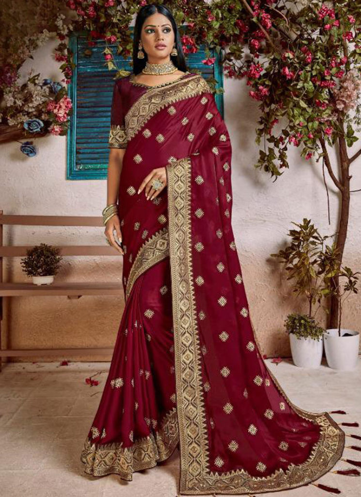 Wedding maroon sarees