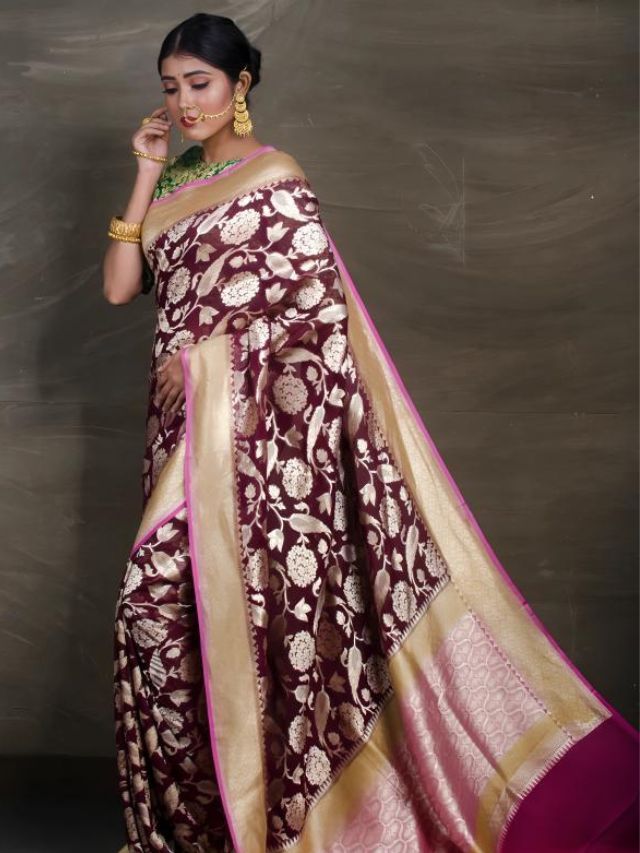 Wine Color Sarees for bride