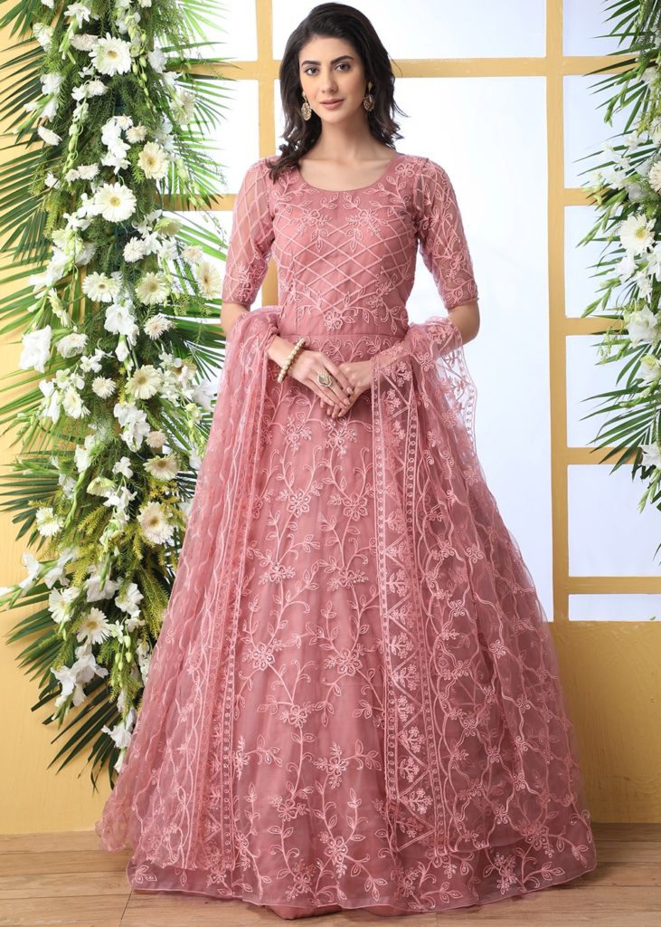 Gown Design 2022 | Light Purple Cotton Anarkali Dress Style Gown – Gunj  Fashion