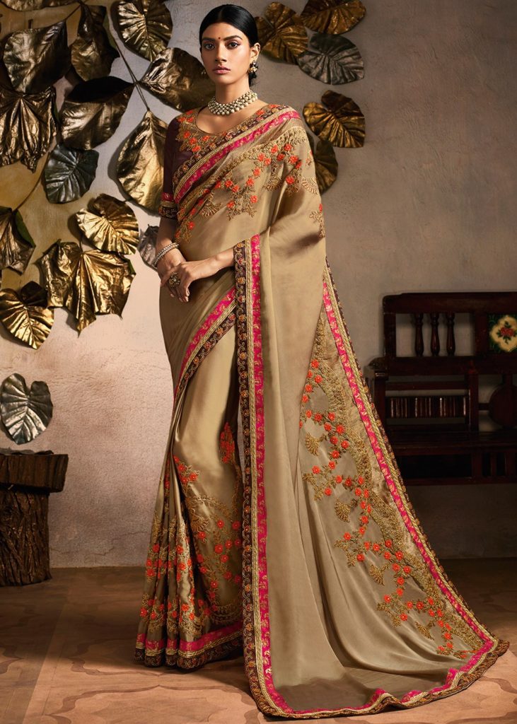Floral embroidery sarees