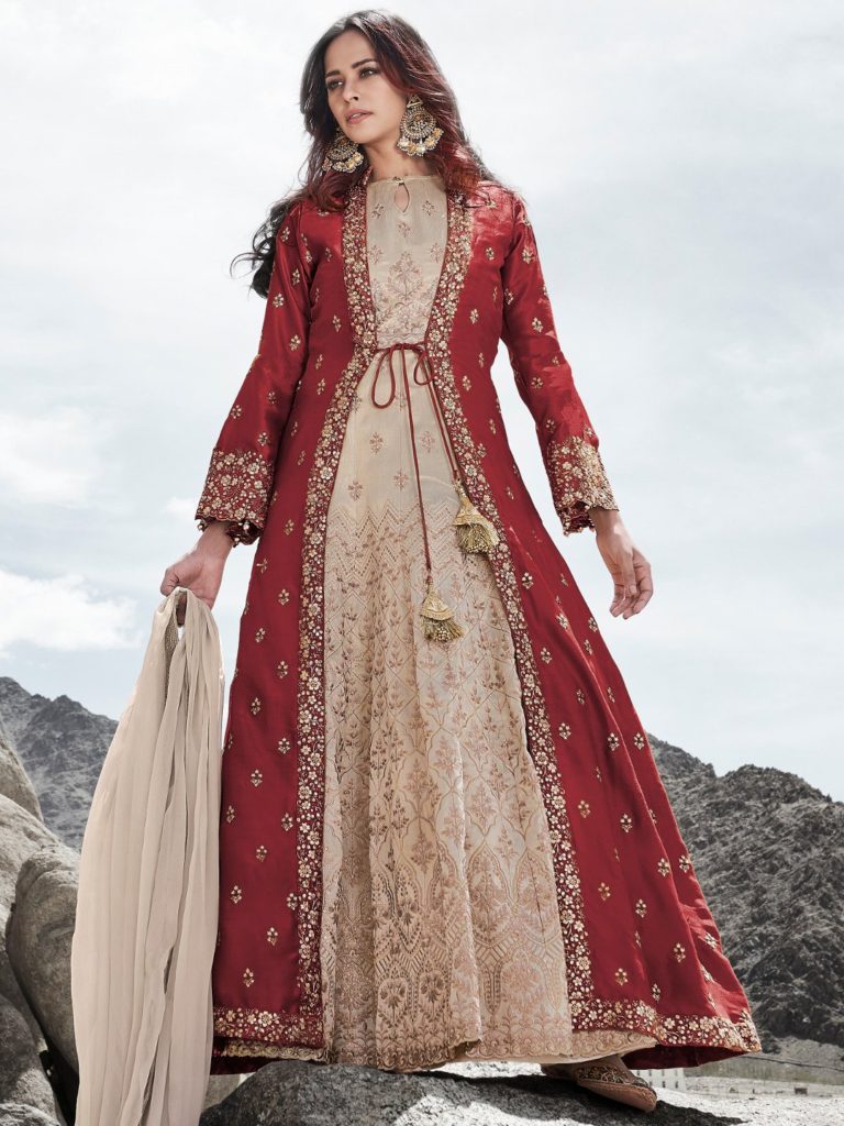 Buy Bridal Separates Expensive Designer Floral Anarkali Gown Type Salwar  Kameez Wedding Function Readymade Embroidery and Gotta Patti Work Suit  Online in India - Etsy
