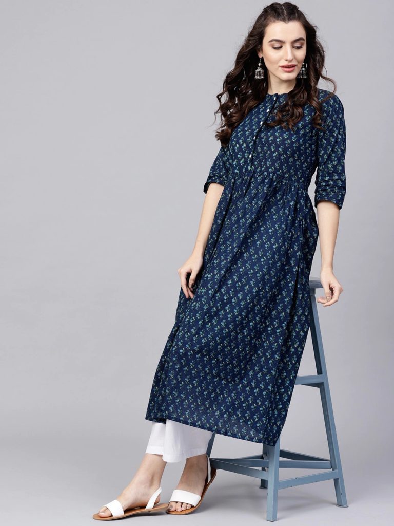 Blue Cotton Kurta with Palazzo Pant