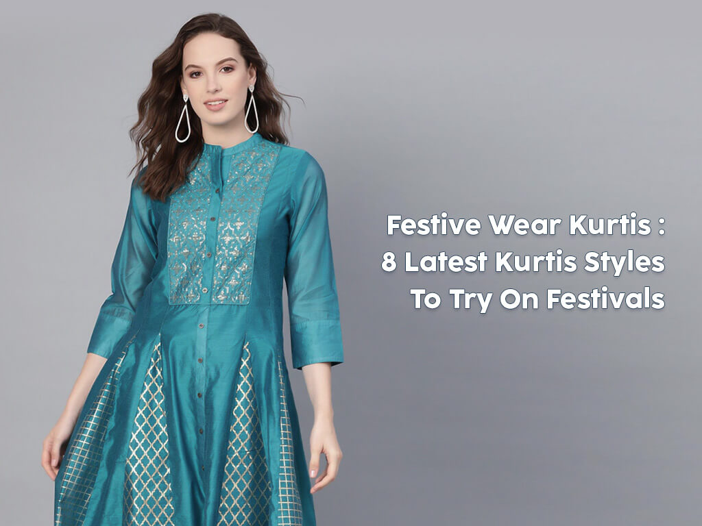 Buy Blue Digital Printed Organza Kurti Festive Wear Online at Best Price |  Cbazaar