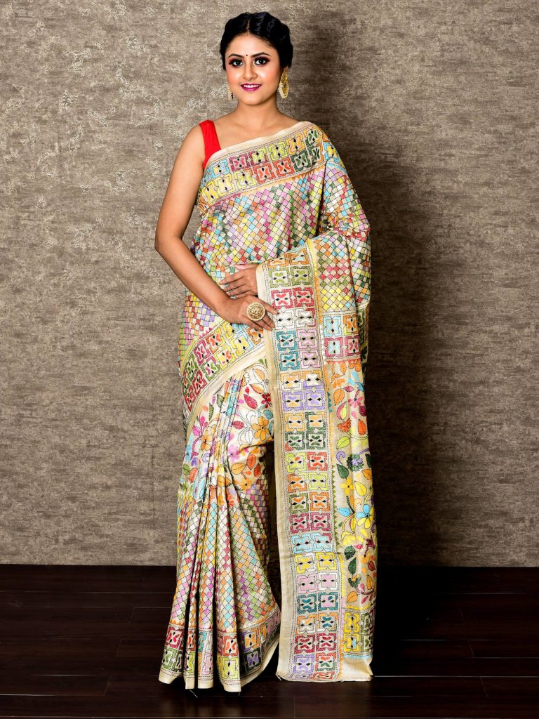 Kantha Stitch Designer Saree