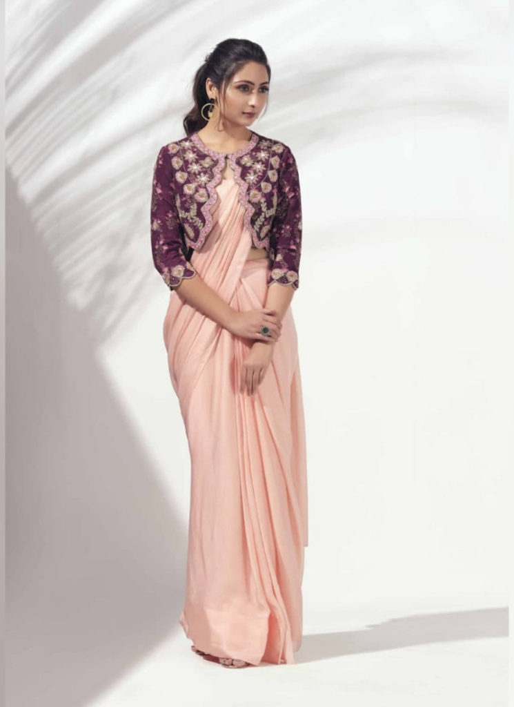Sarees With Shrug Style Blouses