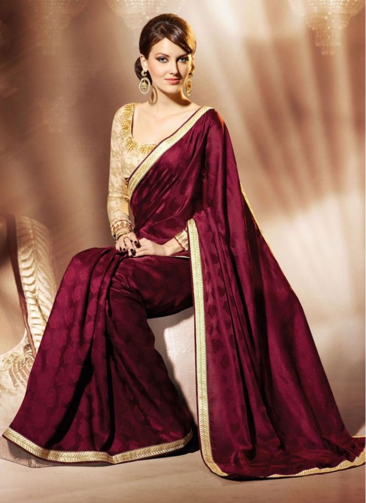 latest collection Golden and maroon party wear sarees