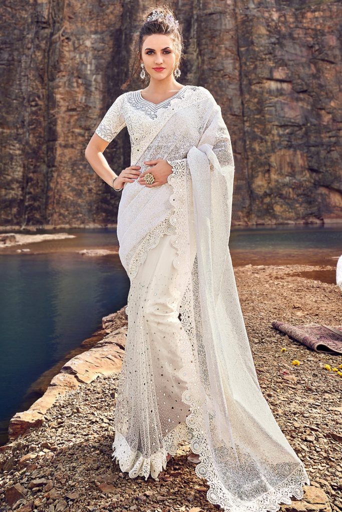 latest designer party wear white sarees