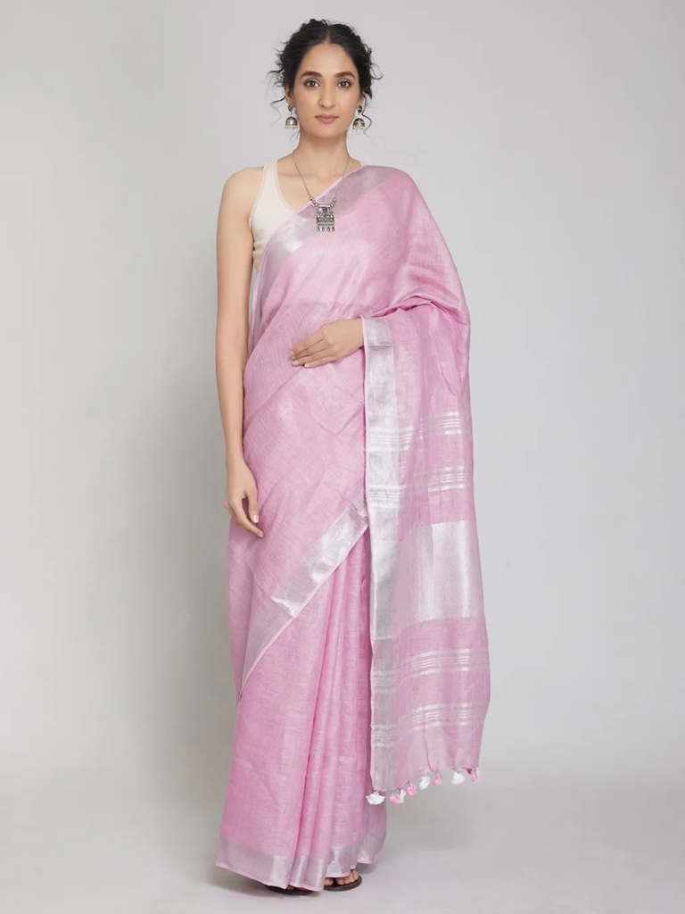 trending for linen sarees