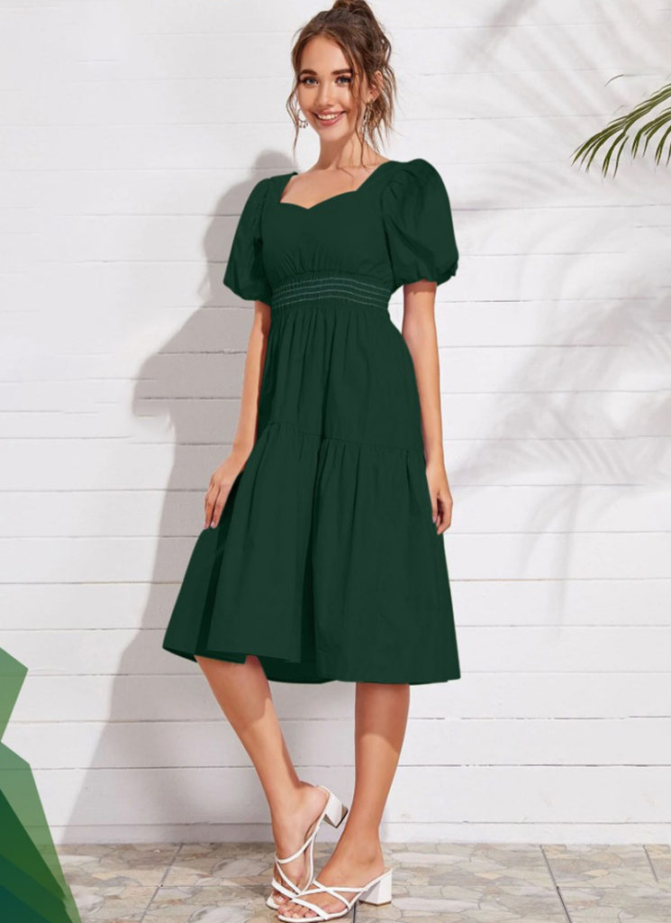 Pretty Bottle Green Frocks