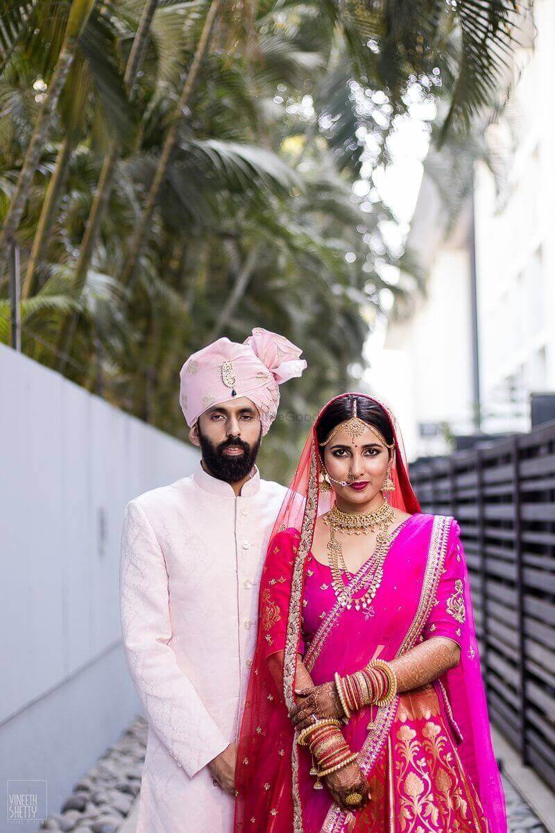 Blush Pink Lehenga and Ivory Colored Sherwani 