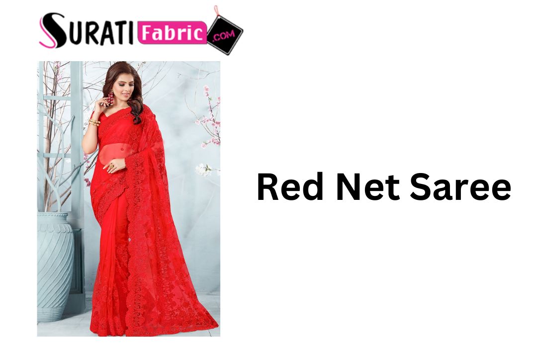 Red Net Saree