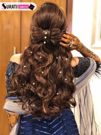 Bow-style Half-tied Hairstyle with lehenga
