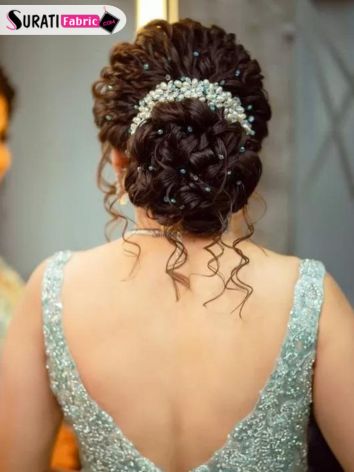 Curly Bun with Jewellery for lehenga