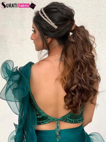 Effortless Messy Ponytail Lehenga Hair Style