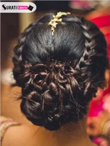 French Braided Bun for lehenga