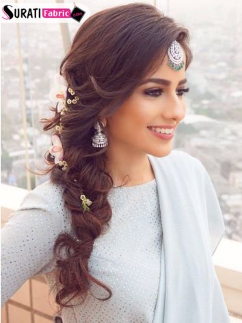 Messy Braid Hairstyle for lehenga