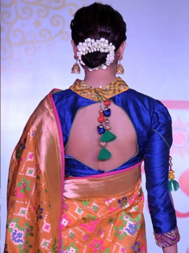 Long Sleeve Paithani Blouse Design