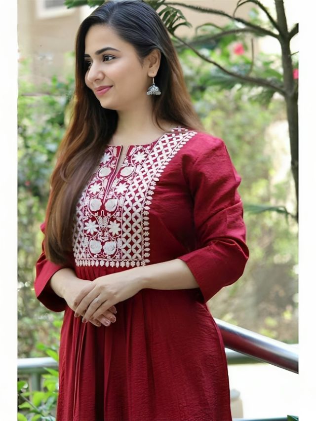 Bib Neckline Cotton Kurtis