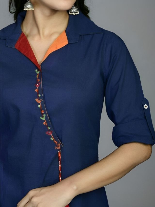 Double Collared Cotton Kurti Necklines