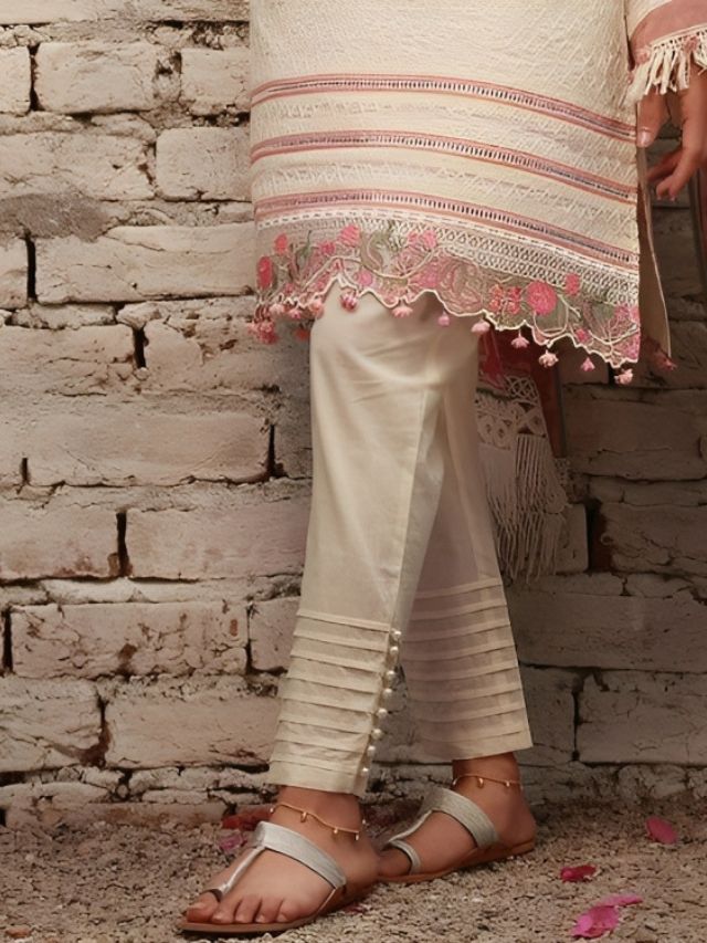 Lavender Embroidered Kurta and Churidar Pants Set - Absolutely Desi
