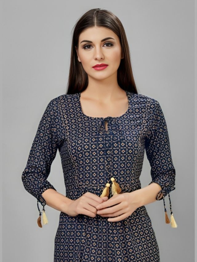 Square Neckline with Keyholes Cotton Kurti Neck Styles