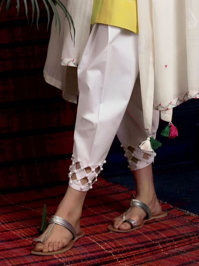 Buy Beige Viscose Ankle Length Salwar for Women Online at Fabindia |  20090749