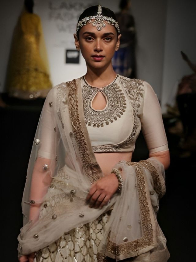 Aditi Rao Hydari in Blouse with Necklace-like Design in Front