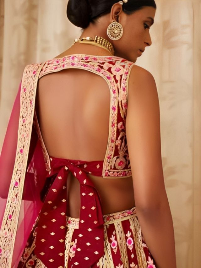 Backless Blouse Design with A Stylish Bow