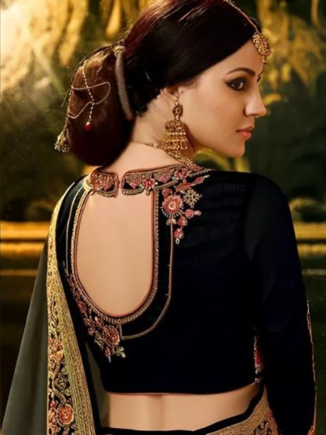 Backside Open Front Collar Lehenga Blouse Patterns 