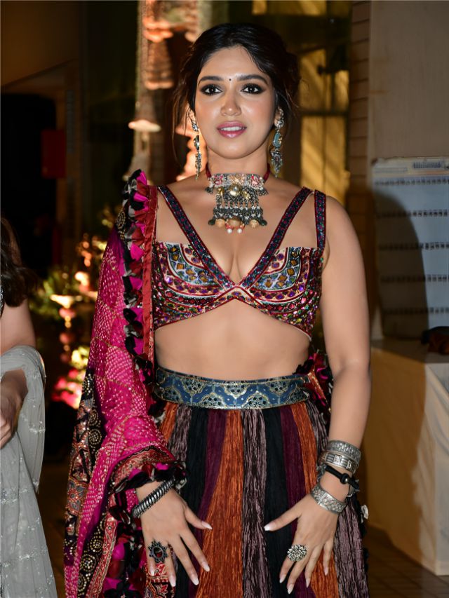 Bhumi Pednekar's Multi-strapped Printed Bralette Blouse