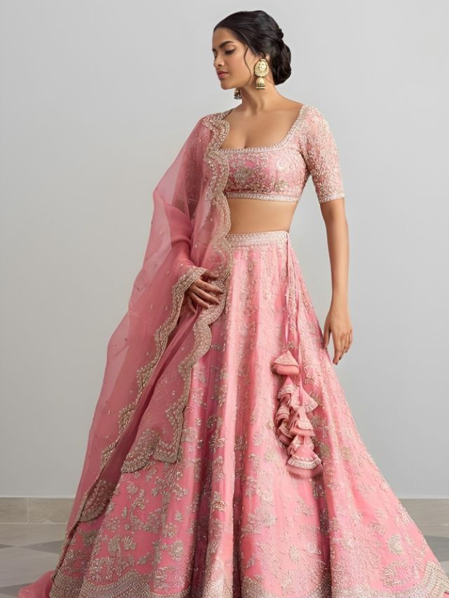 Deep Square Neck Lehenga Blouse Front Design