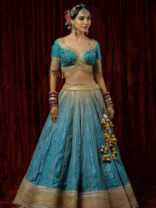 Fancy Taffeta Wedding Lehenga Blouse