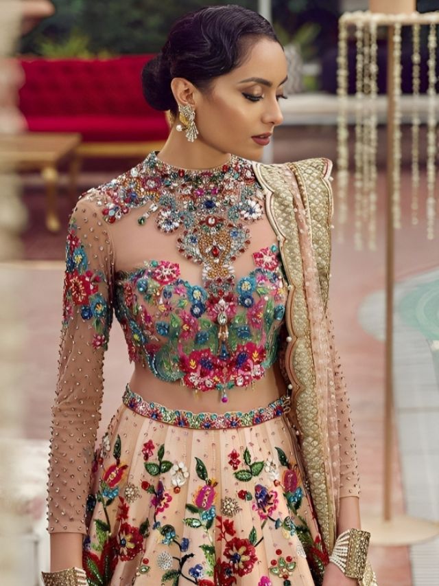 Illusion Neck Modern Blouses for Lehenga