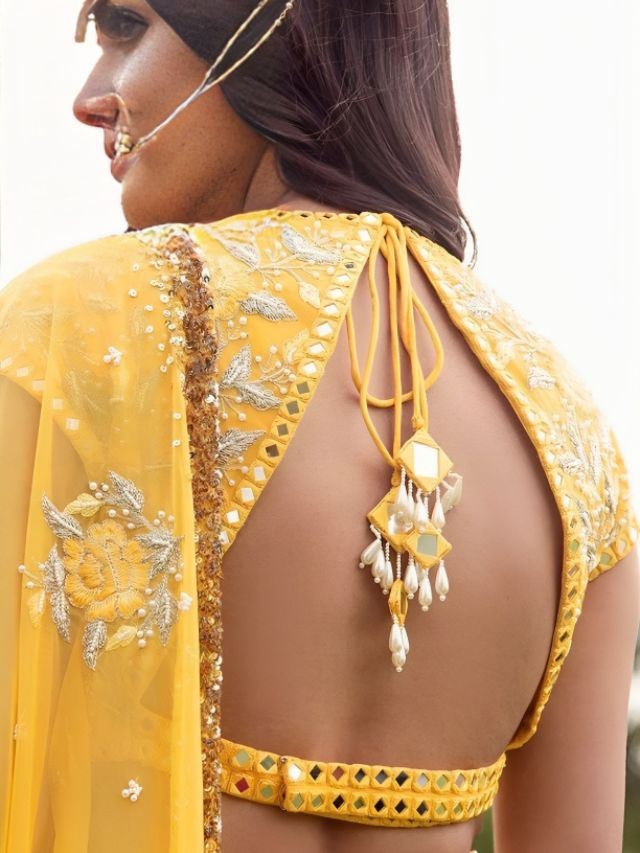 Lehenga Blouse with Mirrorwork Tassels