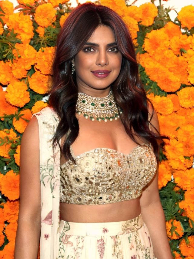 Priyanka Chopra in Super Bold Corset Design Lehenga Blouse