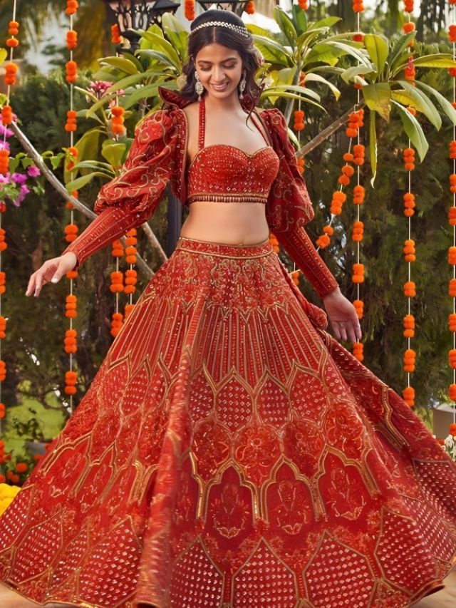 Puff-sleeve Lehenga Blouses Design