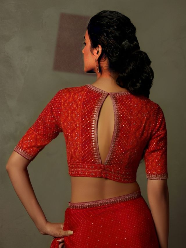 Slitted Back Neck Lehenga Blouse