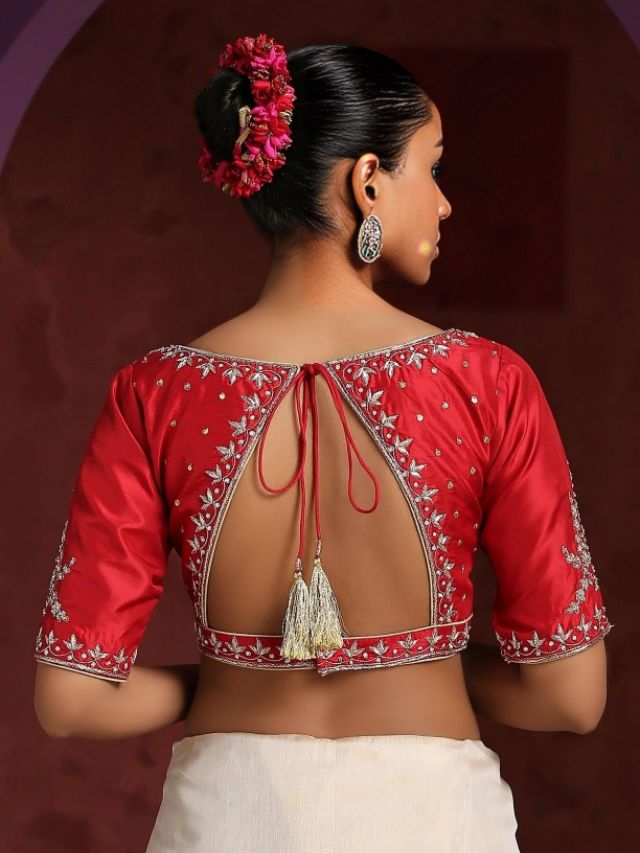 Triangle Cut Back Blouse Design for Lehenga 