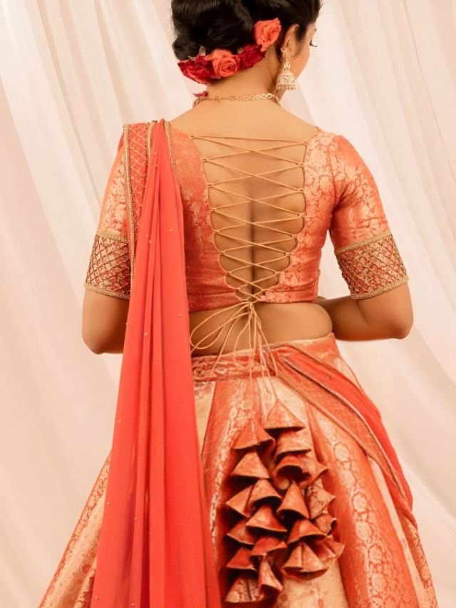 Zigzag Pattern Modern Lehenga Blouse Designs