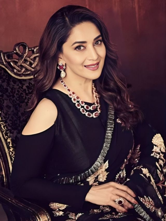 Madhuri Dixit Nene in Cold Shoulder Full Sleeve Blouse