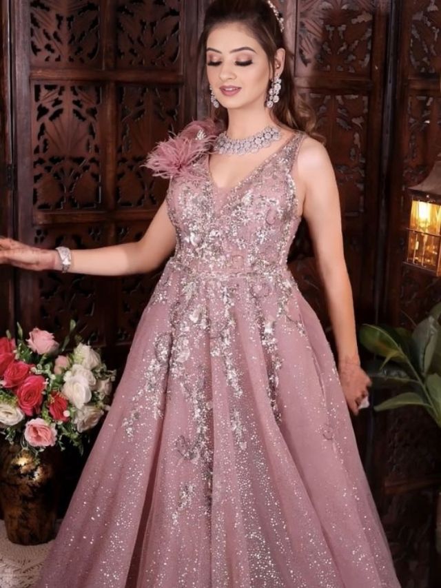 Dusty Rose Gown For Sangeet Sandhya