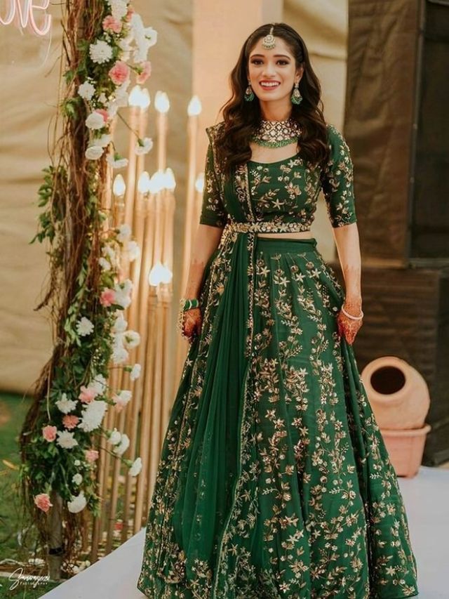 Emerald Green Lehenga Choli For Sangeet Sandhya