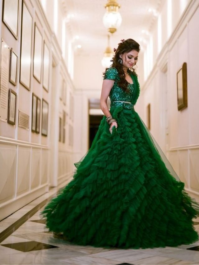 Emerald Green Lehenga For Sangeet Sandhya