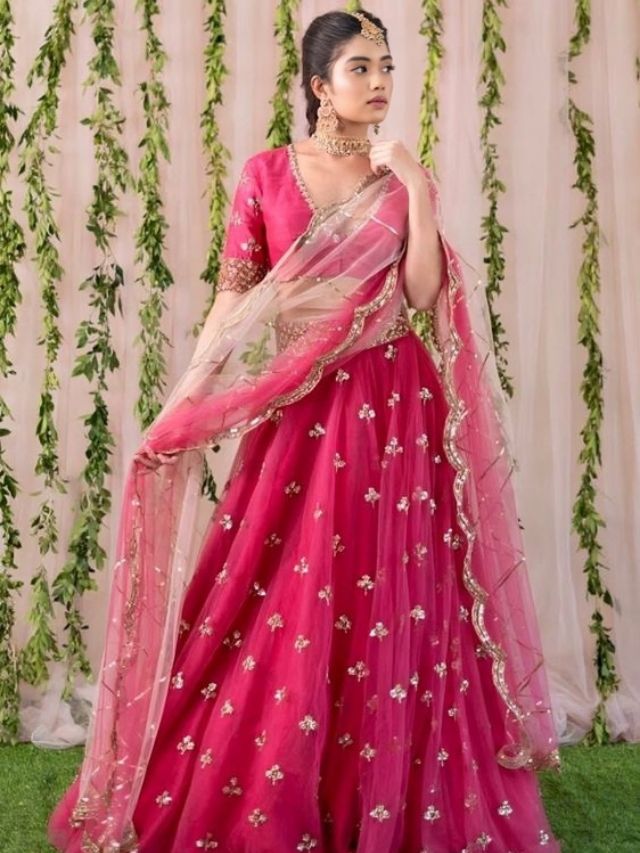 Fuchsia Red Lehenga Choli For Sangeet Sandhya